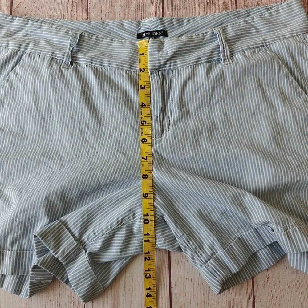 Dear John North Hampton novelty striped cuffed shorts sz 32